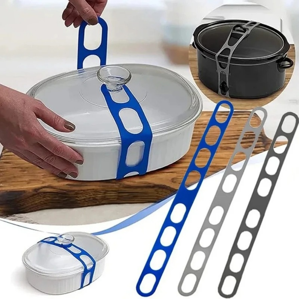 Camping Cooking Organizer - Herbruikbare siliconen elastische potdekselhouderband Universele potdekselbevestigingsband