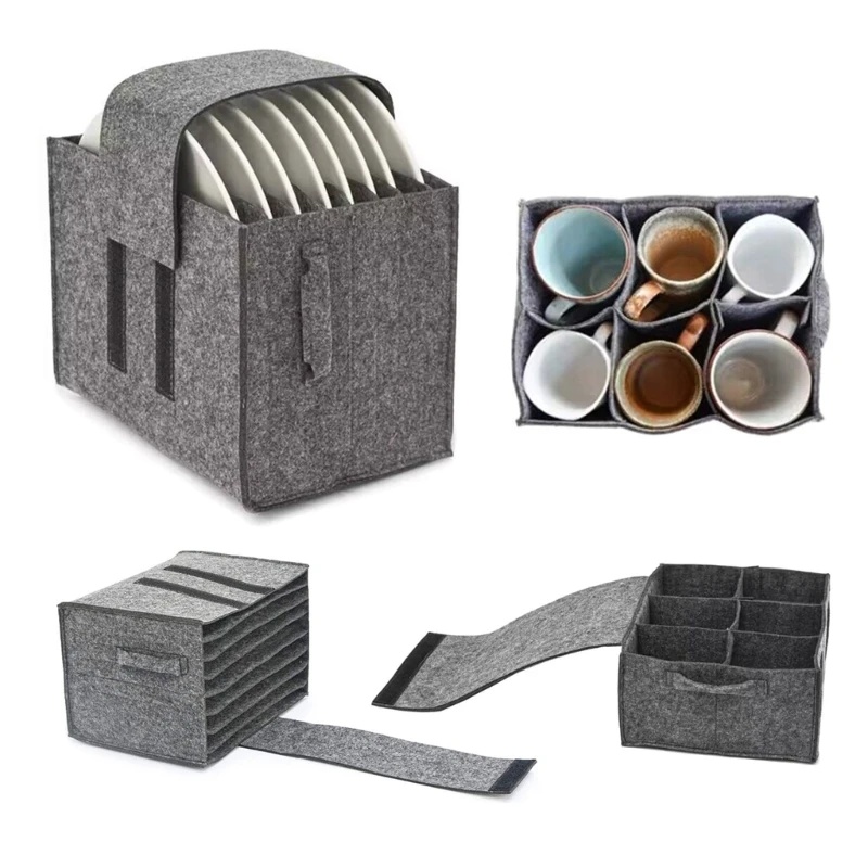 Camping Cooking Organizer - Vilten plaat schotel beker opbergtas houder